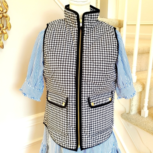 J. Crew Jackets & Blazers - New! J Crew sz XS Houndstooth puffer vest w/ snap pockets NWT